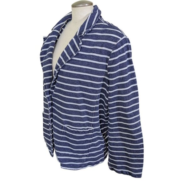 Old Navy Womens Knit Blazer Plus XXL Preppy Nautical Coastal Striped Breton Gray - Picture 3 of 7